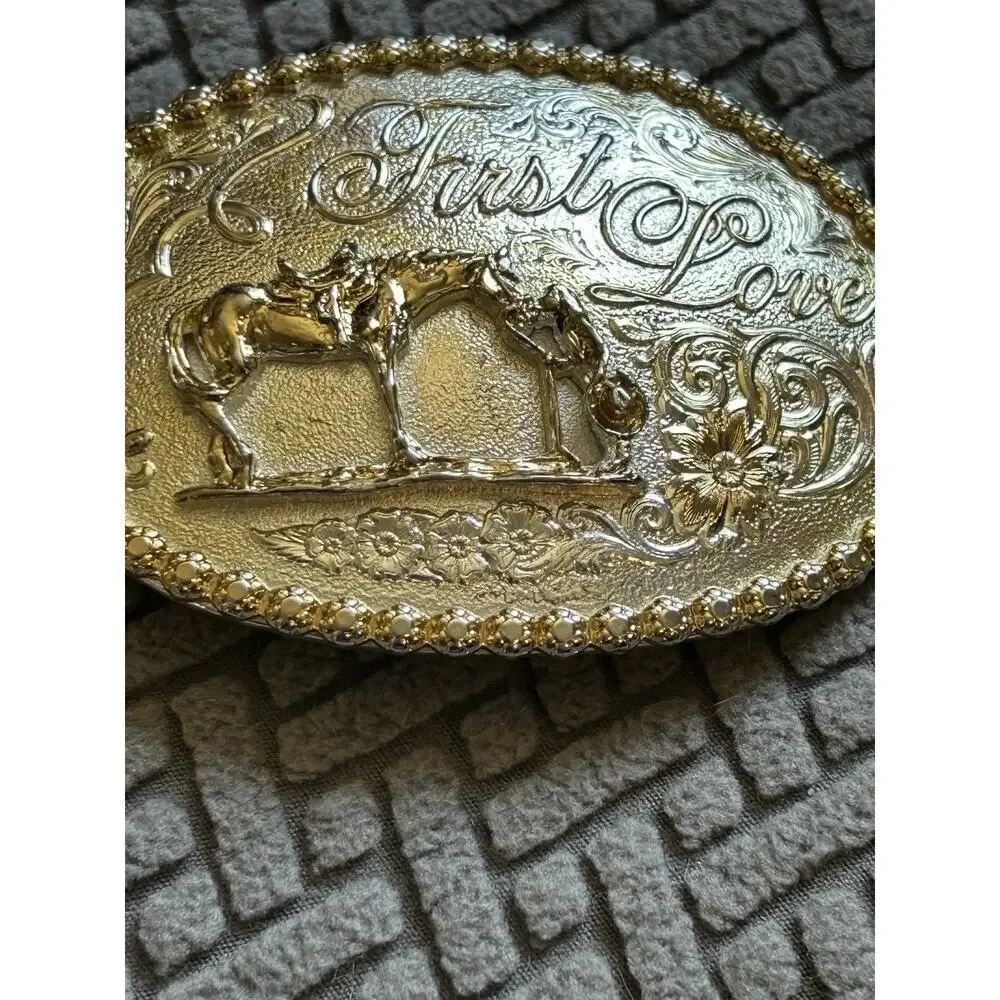 Montana Silversmiths First Love Girl & Horse Vintage Belt Buckle Cowgirl Western